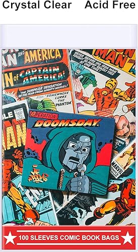 Miniatura 4 de 100 bolsas y tableros de cómic actuales - Tableros reutilizables, bolsas de solapa de 1 12", protector transparente