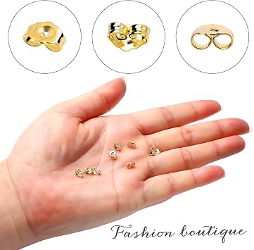 SANNIX 30pcs/15 Pairs Gold Plated Earring Backs Yellow Replacement Secure Ear Lockings
