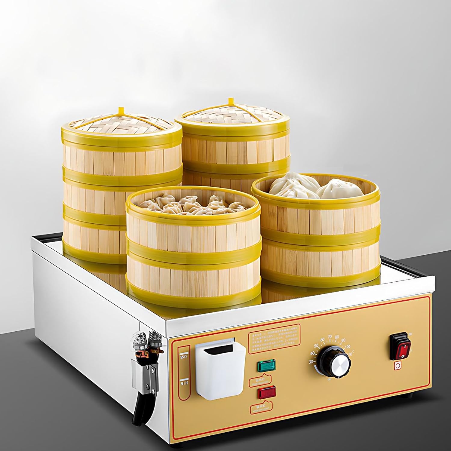 Commercial Electric Dim Sum Steamer,Electric Food Steamer - 2/4/6-Hole Commercial Steamed Machine,Dry Boiling Alarm for Home, Store, Buffet, Restaurant 6holes