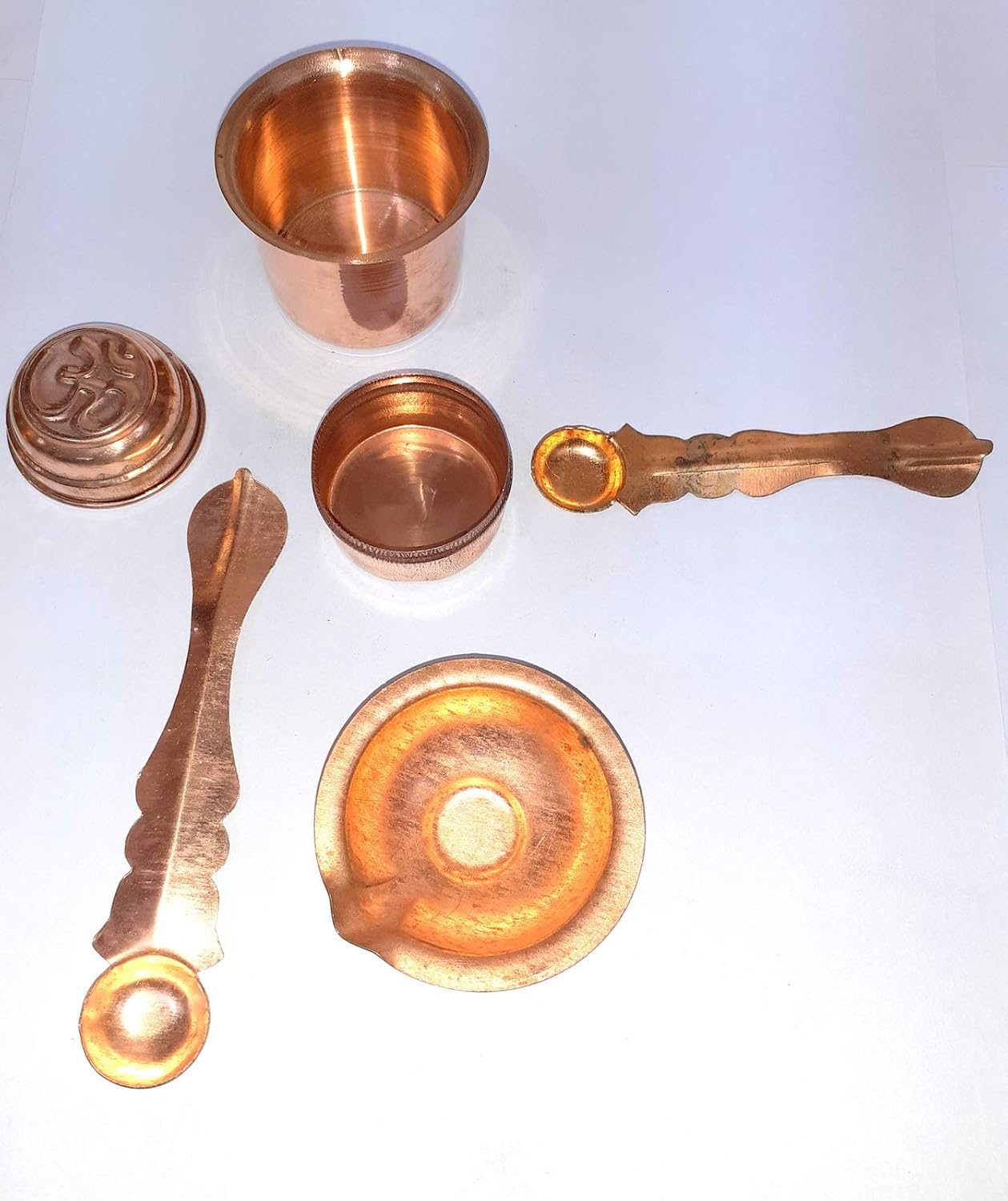 Full Set Pure Copper Hammered Design Serving Aytem Small Golden Pure Copper Antique Gold