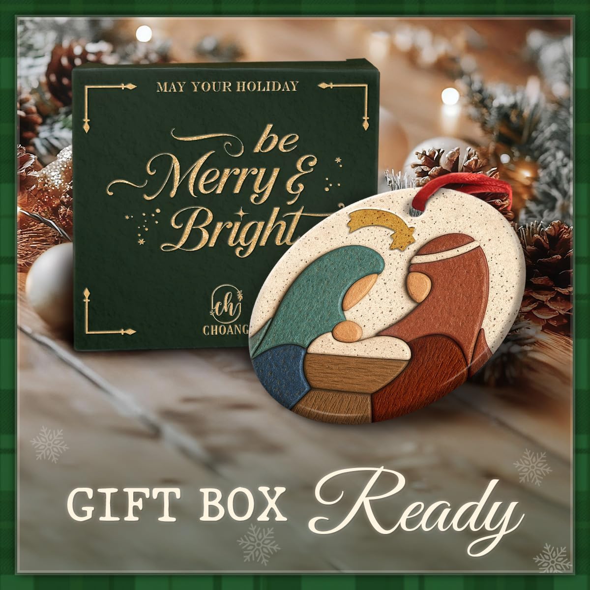 Nativity Christmas Ornament 2025 - Holy Family Ceramic Ornament with Mary, Joseph and Jesus - Religious Church Decoration, Christian Manger Scene Keepsake - Image 5