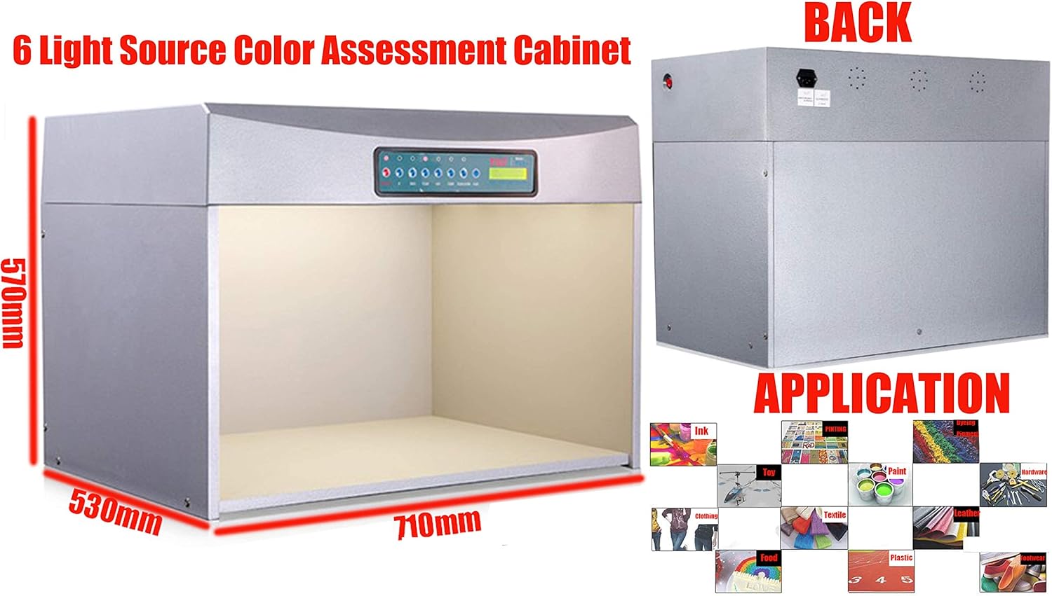 Color Assessment Cabinet 6 Light Source Box D65 TL84 F UV CWF TL83 with 110V/220V Voltage Color Matching Cabinet