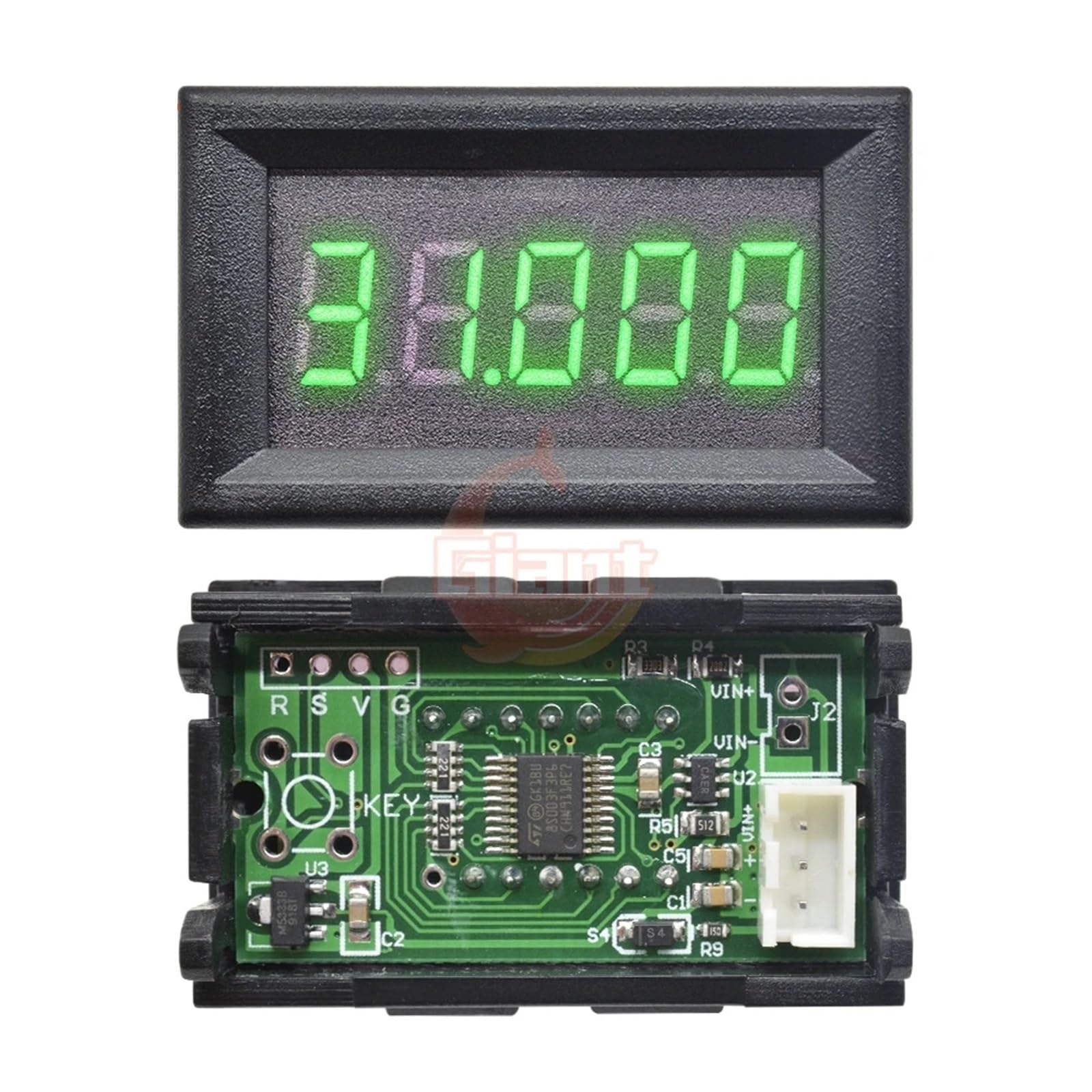 Voltímetro digital LED de CC de 5 bits y 3 cables, 3 V, 5 V, 12 V, 24 V, 0-33 000 V, alta precisión de 0,36 pulgadas, for coche, de voltaje(Red)