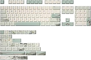 YUNZII Spring Tea Dye Sub PBT キーキャップ、140 フルキー 昇華型 PBT カスタム キーキャップセット キープラー付き Cherry Gateron MXスイッチ用 メカニカルゲーミングキーボード(チェリープロファイル、スプリングティー)