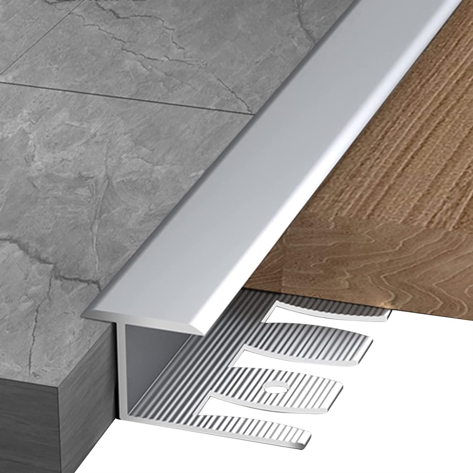 Profilo di Transizione, Striscia di Soglia, Laminato su pavimento in legno duro for moquette, decorazione del bordo della moquette, copertura impermeabile del bordo della porta(Silver)