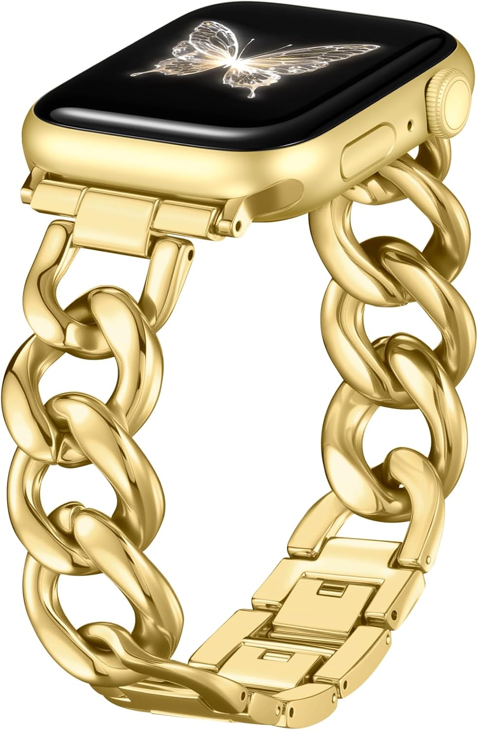 DaQin Gold Band Compatible with Apple Watch Bands for Women 40mm 38mm 41mm 42mm 44mm 45mm 46mm, Metal Chain Link Steel Replacement Accessories Bracelet for iWatch Bands Series 11 10 9 8 7 6 5 4 3 2 1 Gold 38mm/40mm/41mm/42mm(Series 11 10)