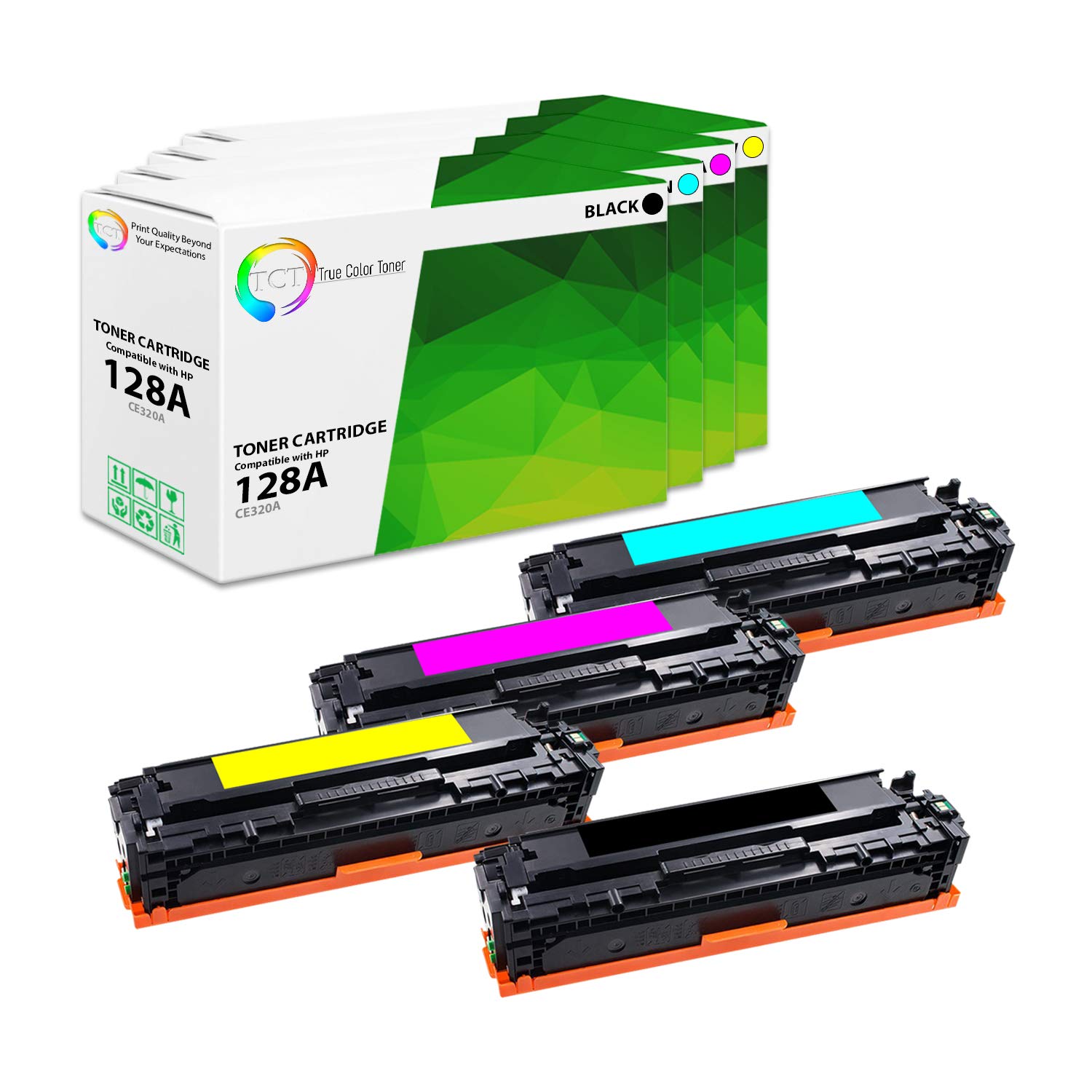 TCT 128A Toner Cartridge 4 Pack - Compatible Replacement for HP 128A CE320A CE321A CE322A CE323A Works with HP LaserJet Pro CP1525NW CM1415FN