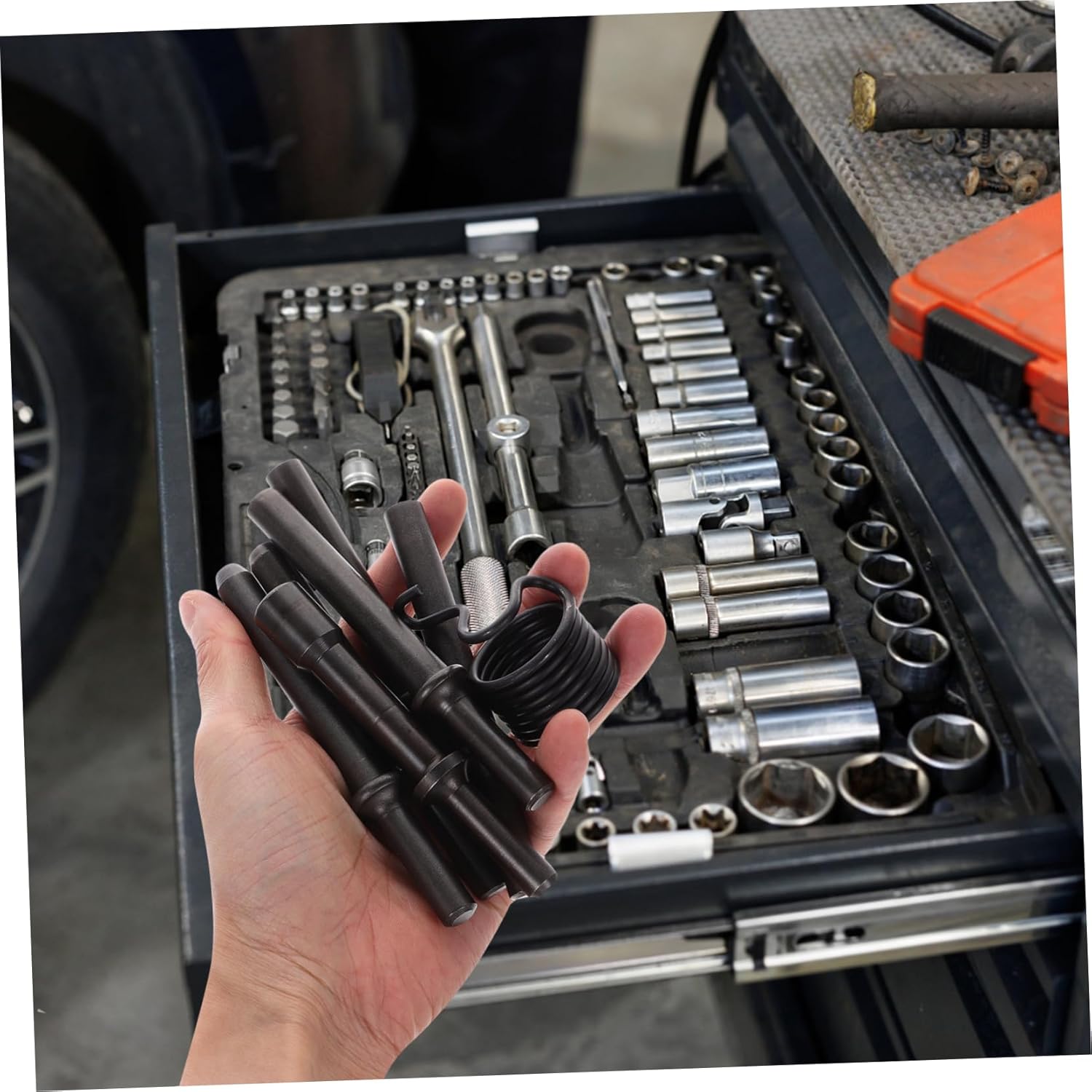 Unomor Air Hammer Bit Set Heavy Duty Pneumatic Chisel Kit Smoothing Bits and Pin Punch for Automotive and Construction Use