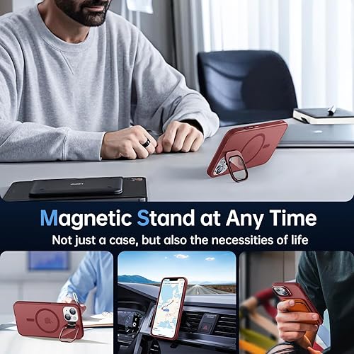 Miniatura 6 de Funda para iPhone 13iPhone 14, protección contra caídas de grado militar, compatible con MagSafe, soporte integrado y protector de lente de cámara,