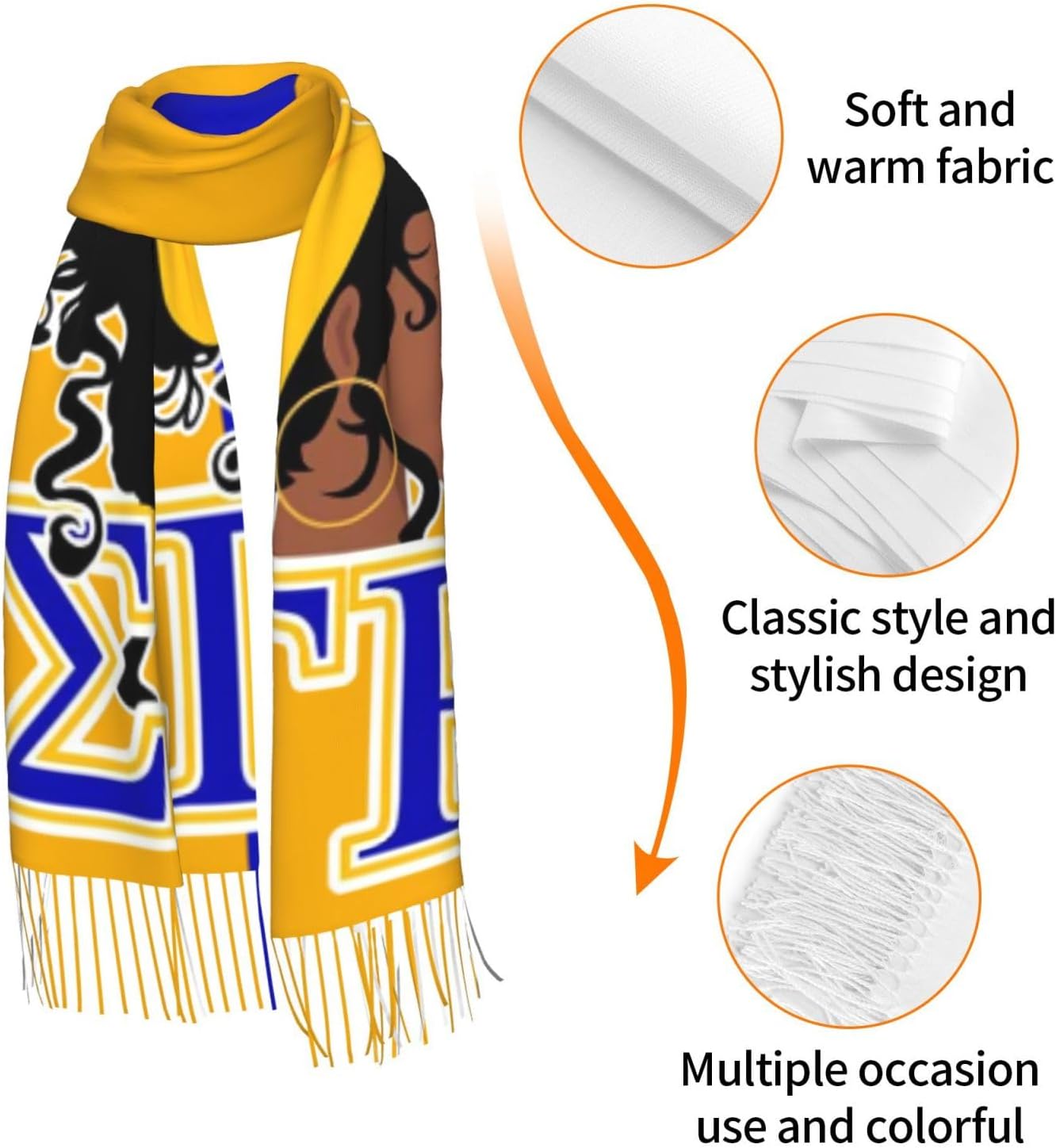 Women Scarf Sorority Paraphernalia Gifts for Women Wrap Shawl With Tassel - Image 4