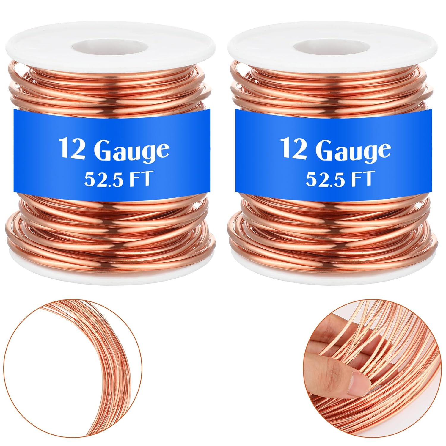 2 Rolls Soft Copper Wire Solid Bare Bendable Wire for