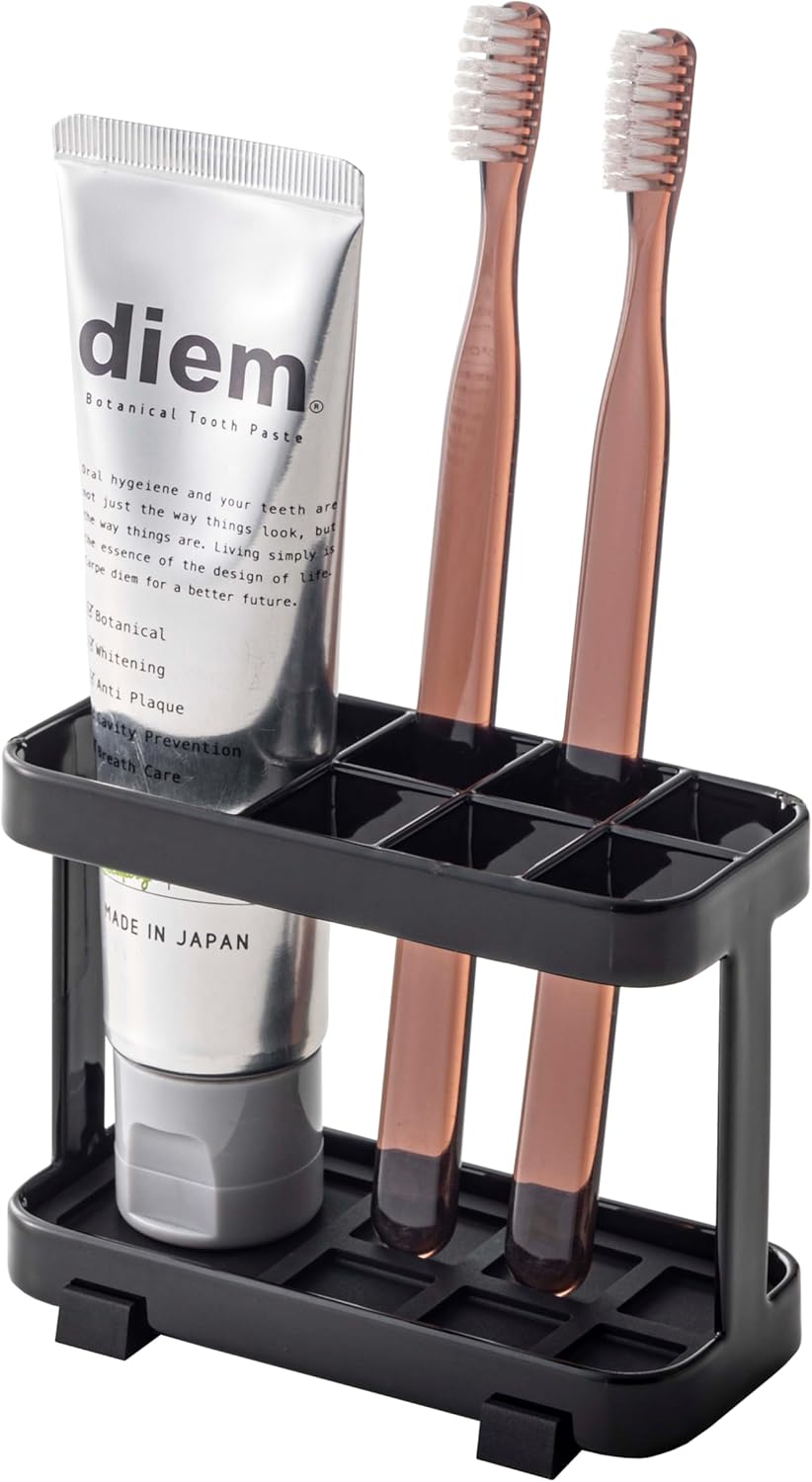 YAMAZAKI Home Tower Toothbrush and Toothpaste Holder for Bathroom Countertop - Steel