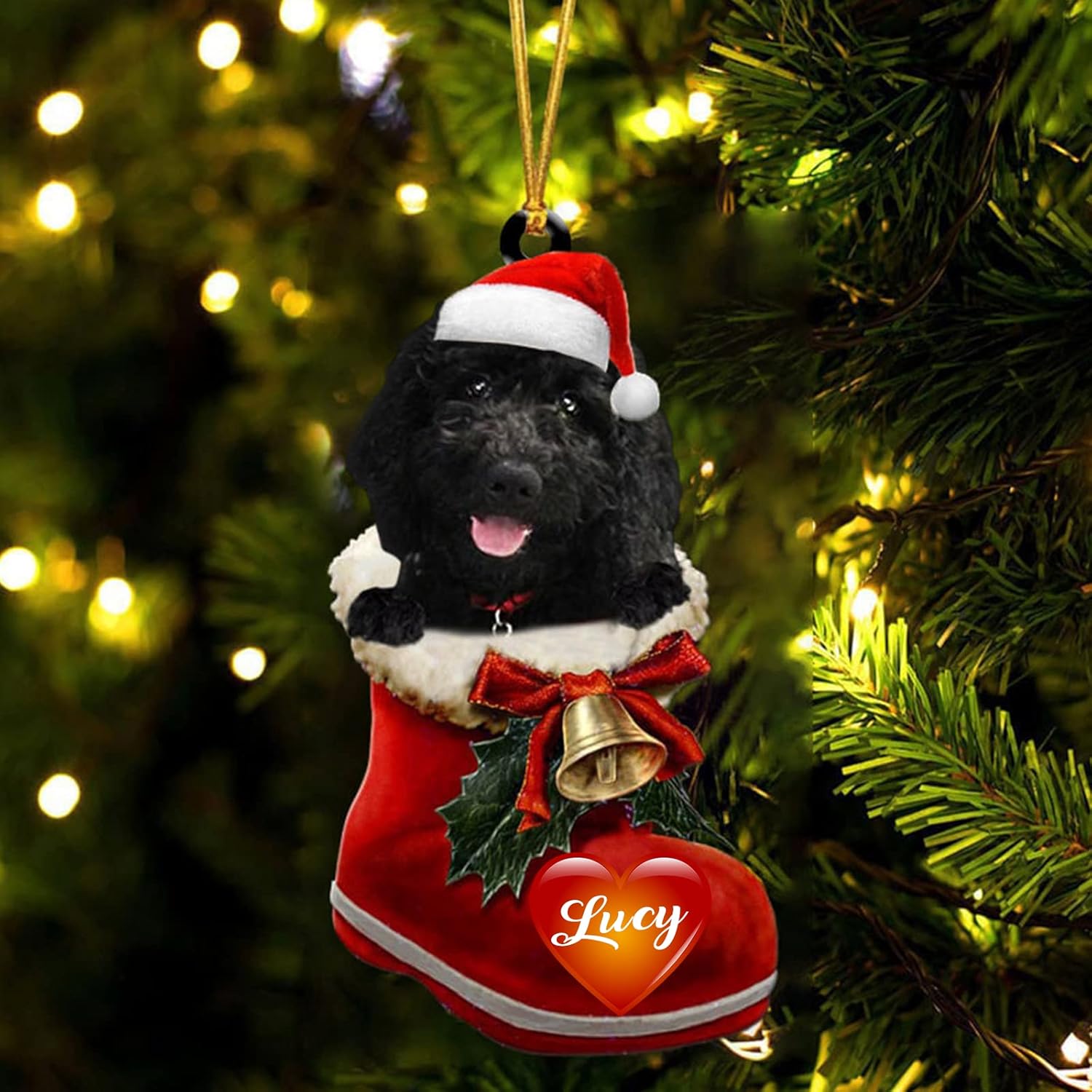 Amazon.com: Goldendoodle(Black) Dog in Santa Boot Christmas Ornament ...