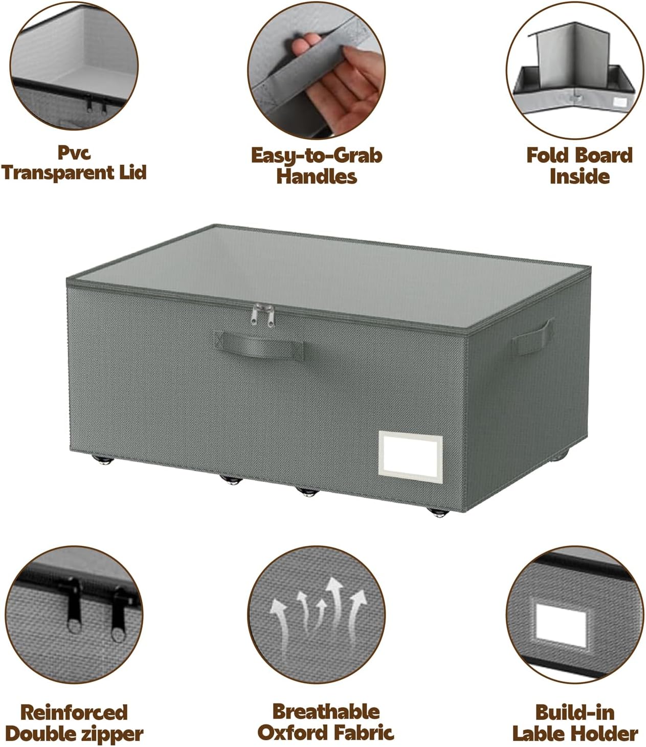 Under Bed Storage with Wheels, 2-Pack Under Bed Storage Containers with Clear Lids, No Assemble Required 10 inches Height, Rolling Underbed Storage Drawers Bins for Shoes, Clothes, Blankets, Toys