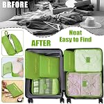 7 Set Cubes d'emballage pour les bagages de voyage Sacs à bagages Réutilisables Sacs organisateur de valises étanches avec sac de chaussures et sac de toilette (vert)