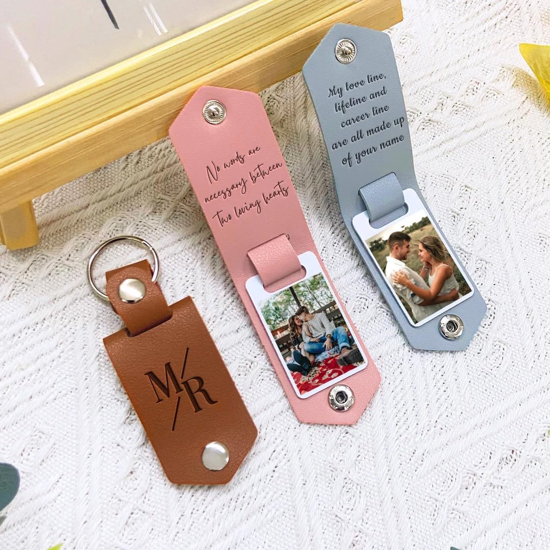 SHAANT Personalized Photo Leather Keychain for Dad Gift for Dad Father's Day Birthday Gift - Image 2