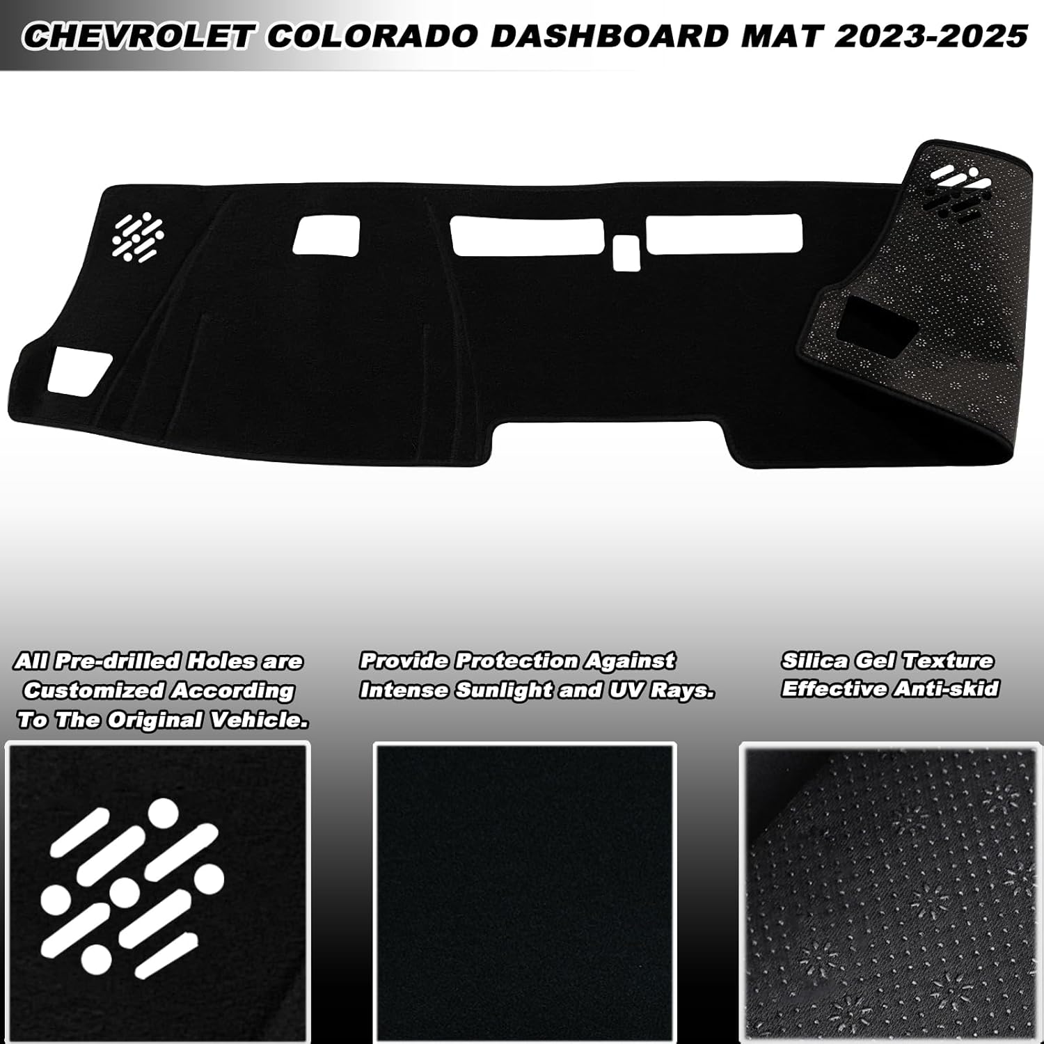 Dash Mat Cover Interior Dashboard Protector pad for Chevrolet Colorado (WL/LT/Trail Boss/Z71/ZR2) 2023 2024 2025 2026 Dashboard Mat Cover Pad Carpet Protector