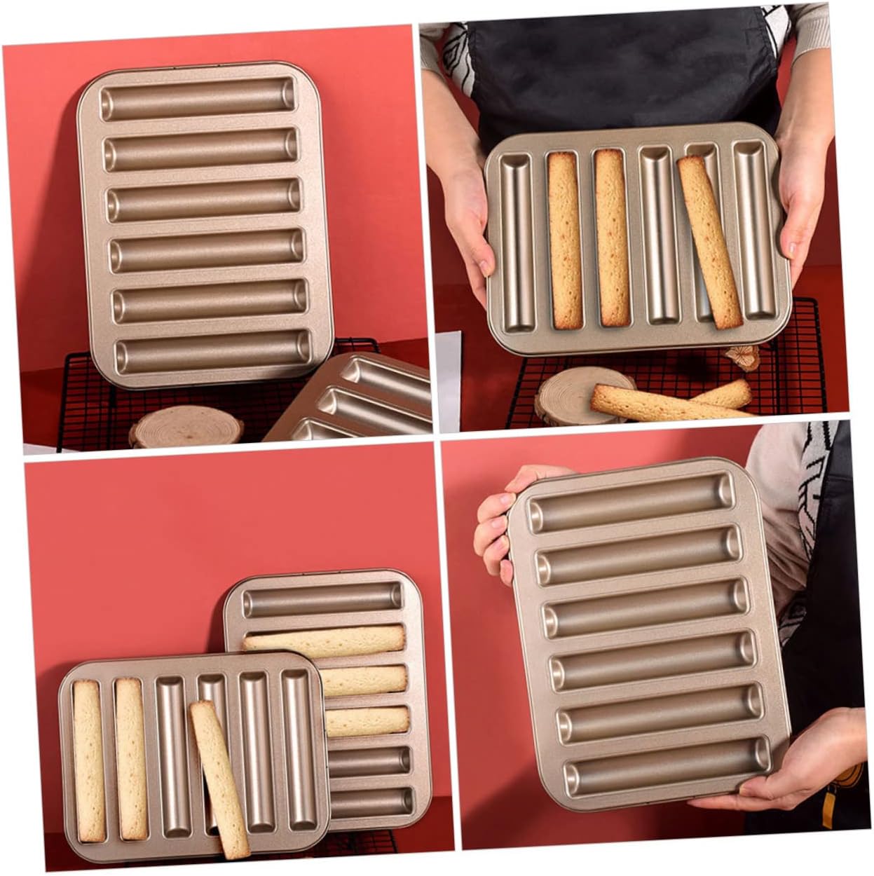 2Pcs Nonstick Long Strip Cake Molds Reusable Baking Molds for DIY Cookies Finger Biscuits for Home Kitchen Bakery Use Baking Accessory