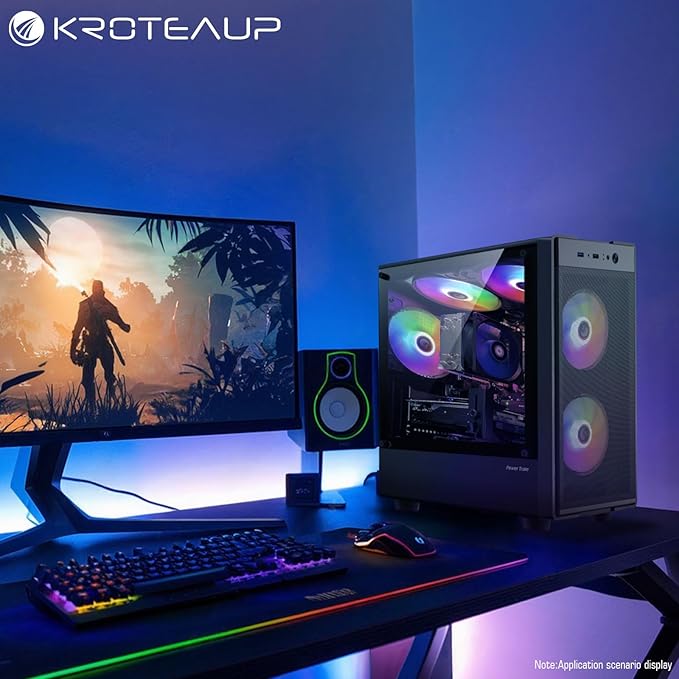 Gaming PC Computer Desktop,AMD Ryzen 5 5500 up to 4.2GHz, Radeon RTX 2060 6G, 16G DDR4, 1TB SSD, WiFi 6, RGB Fan x5, Tower Computers Windows 11 Home