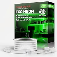 Vista 58 de Shine Decor Tira de luces LED de cuerda AC 120V, tira de neón eco sin puntos de 120LEDs/M, conectable y cortable, ETL IP65 impermeable y resistente