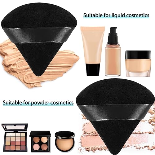 Miniatura 2 de 4 piezas de polvo de cara suave triangular esponja de maquillaje para polvo suelto polvo corporal polvo mineral polvo húmedo y seco herramienta de