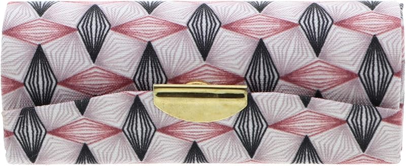 Estojo de tecido com padrão de diamantes Motique Accessories para batom, com espelho, Mauve