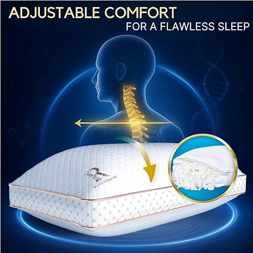 Miniatura 4 de Royal Therapy - Almohada de espuma viscoelástica Queen, almohada de espuma triturada ajustable sin olor para el alivio del dolor de cuello