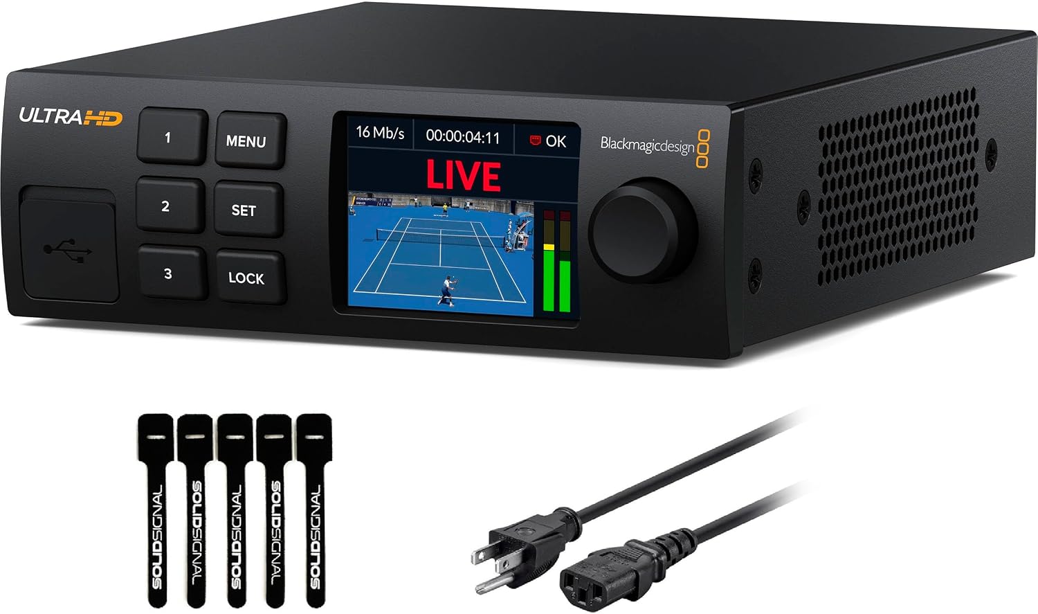 Blackmagic Design Streaming Decoder 4K – 4K Stream to SDI & HDMI, SRT & RTMP, Return Tally & Camera Control, Ethernet + Mobile, Includes 6ft Power Cord (BDLKWEB/J/DES4K)