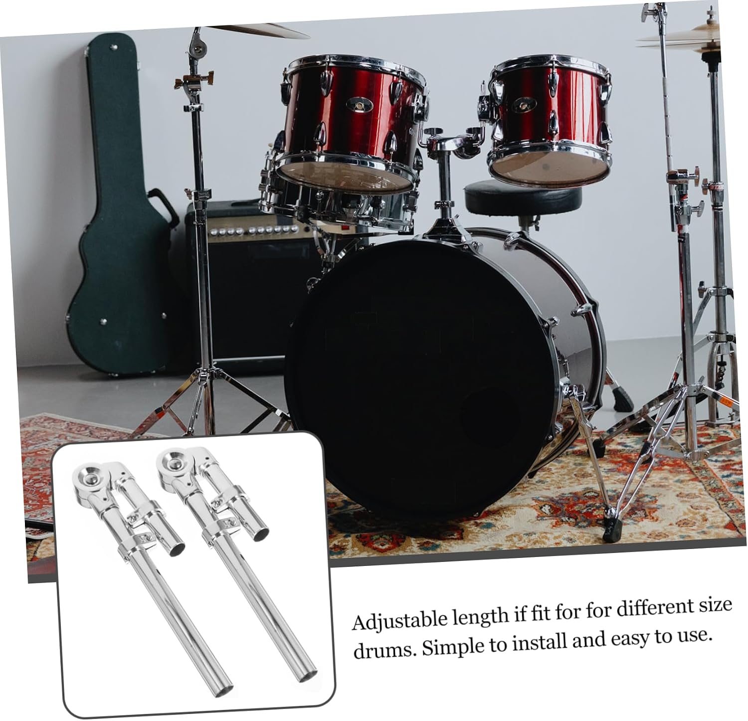 Holibanna Lightweight Drum Stand Bracket for Tom Drum Silver 1 Pair Sturdy Percussion Instrument Mount and Accessories