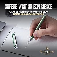 Vista 7 de Scriveiner Green Rollerball EDC Luxury Pen, Stunning Pocket Pen with Chrome Finish, Cool Writing Pen, Best Gift for Men & Women, German Schmidt