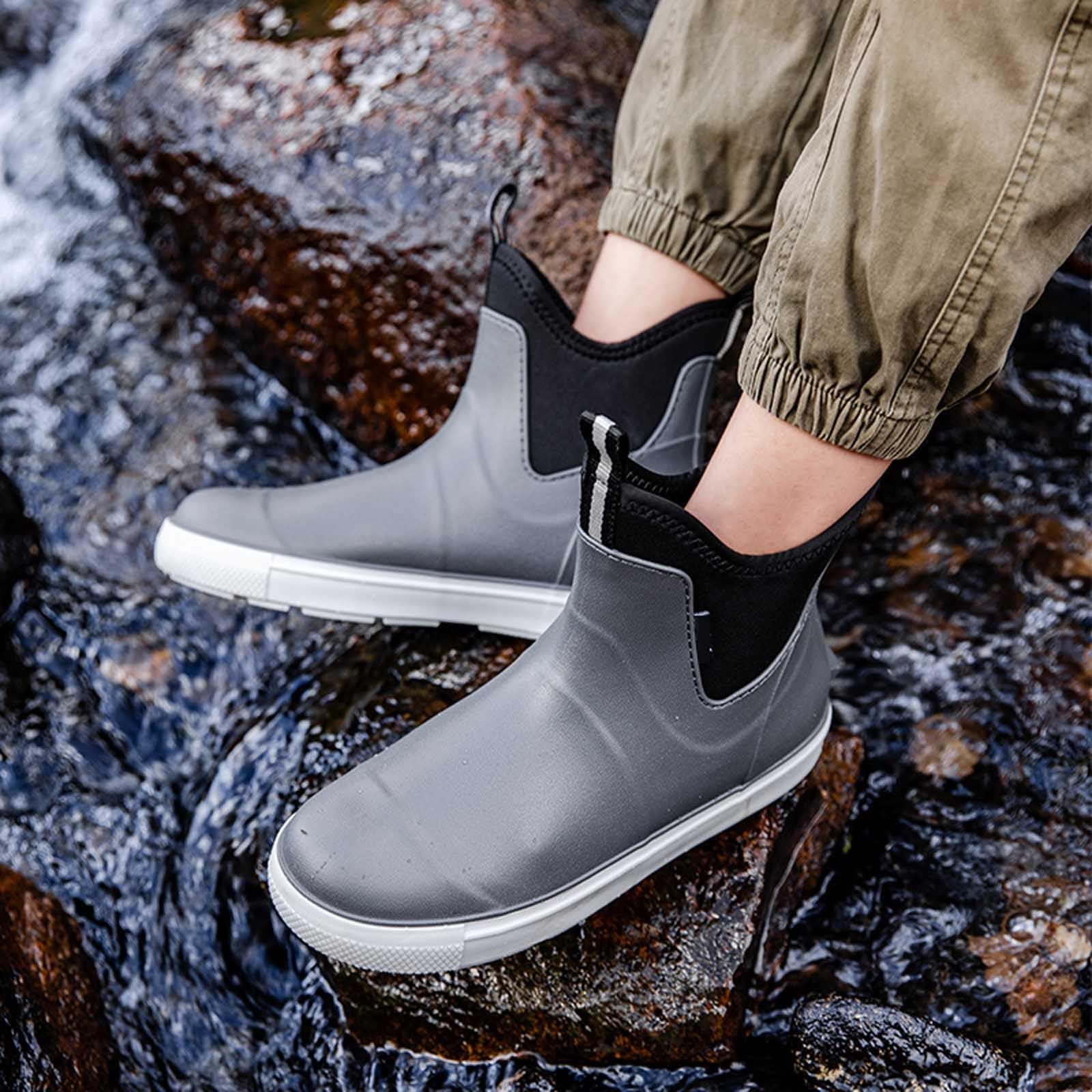 Stivali di Gomma Uomo Mezze Stivali Antiscivolo Antiscivolo Leggere Comode Shorty Boots Galosce da Lavoro Impermeabile per la Pesca Impermeabili, Morbidi Impermeabile Scarpe da Giardino