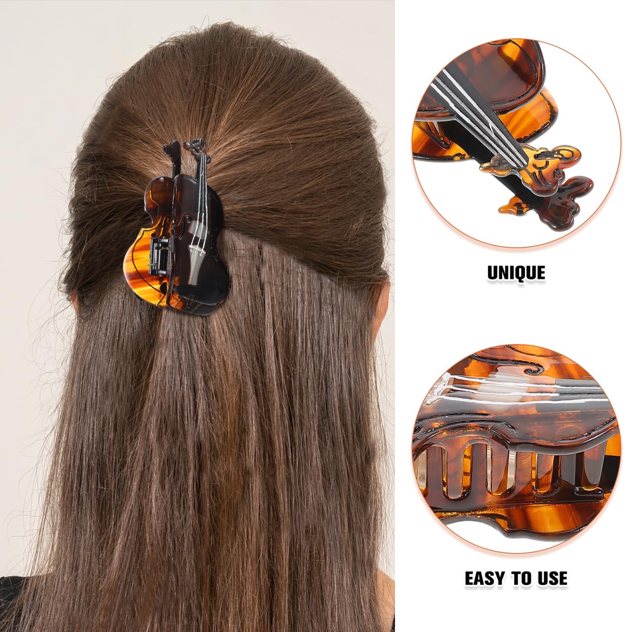 NOLITOY Cello Hair Clip Acetate Hair Claw Music Lovers Accessory Shark Jaw Clip for Women and Girls Novelty for Cello Performance 3.93 X 2.16 X 1.77 in image 4