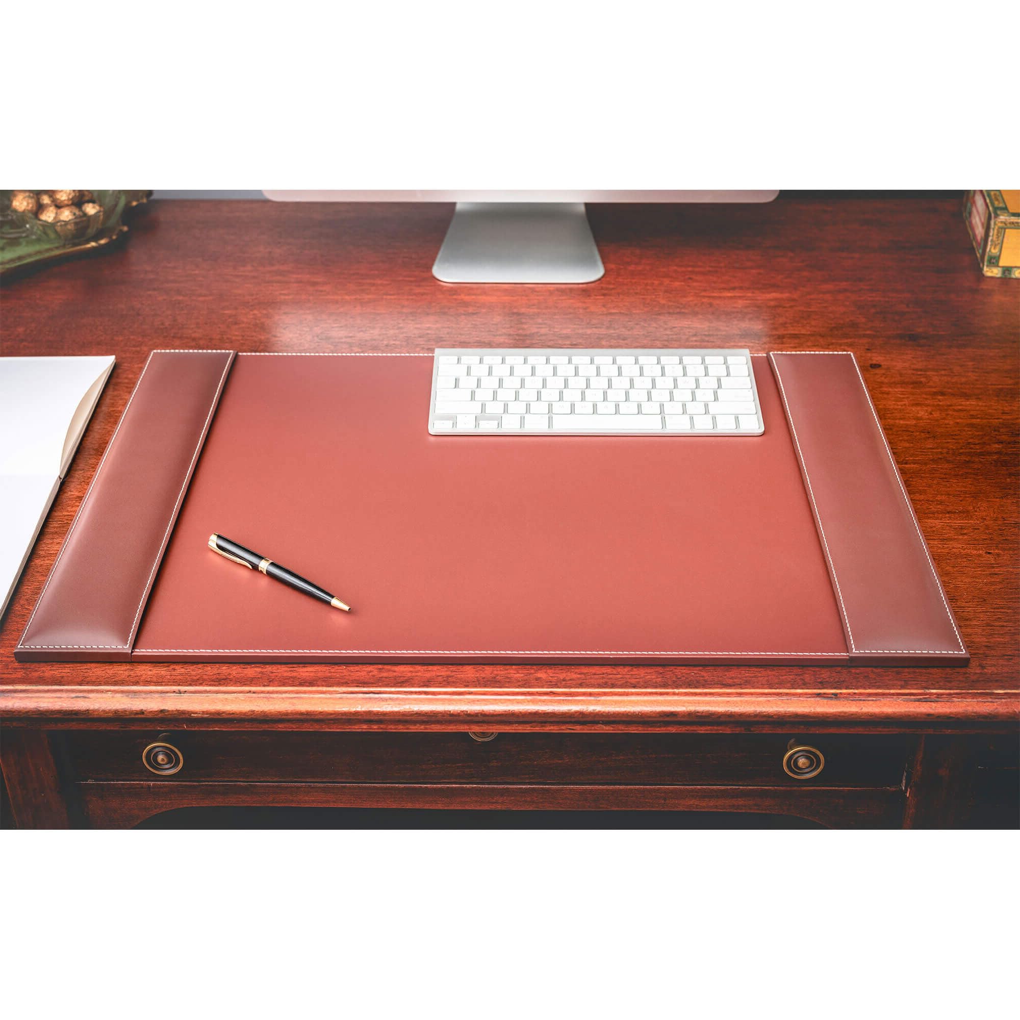 Dacasso PR-3202 Sous-main de bureau rustique en cuir Marron 64 x 44 cm