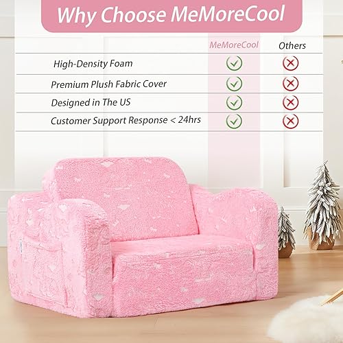 Miniatura 63 de MeMoreCool Sofá de dinosaurio para niños, silla plegable para niños pequeños, sofá cama convertible que brilla en la oscuridad, salón plegable para