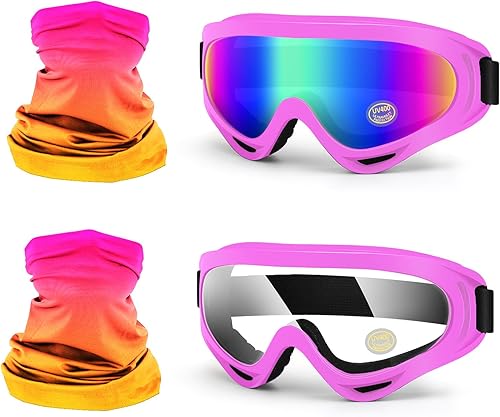 Miniatura 10 de Gafas de motocicleta para niños, 2 paquetes de gafas para bicicleta de tierra, ATV, motocross y esquí, gafas de conducción todoterreno para niños