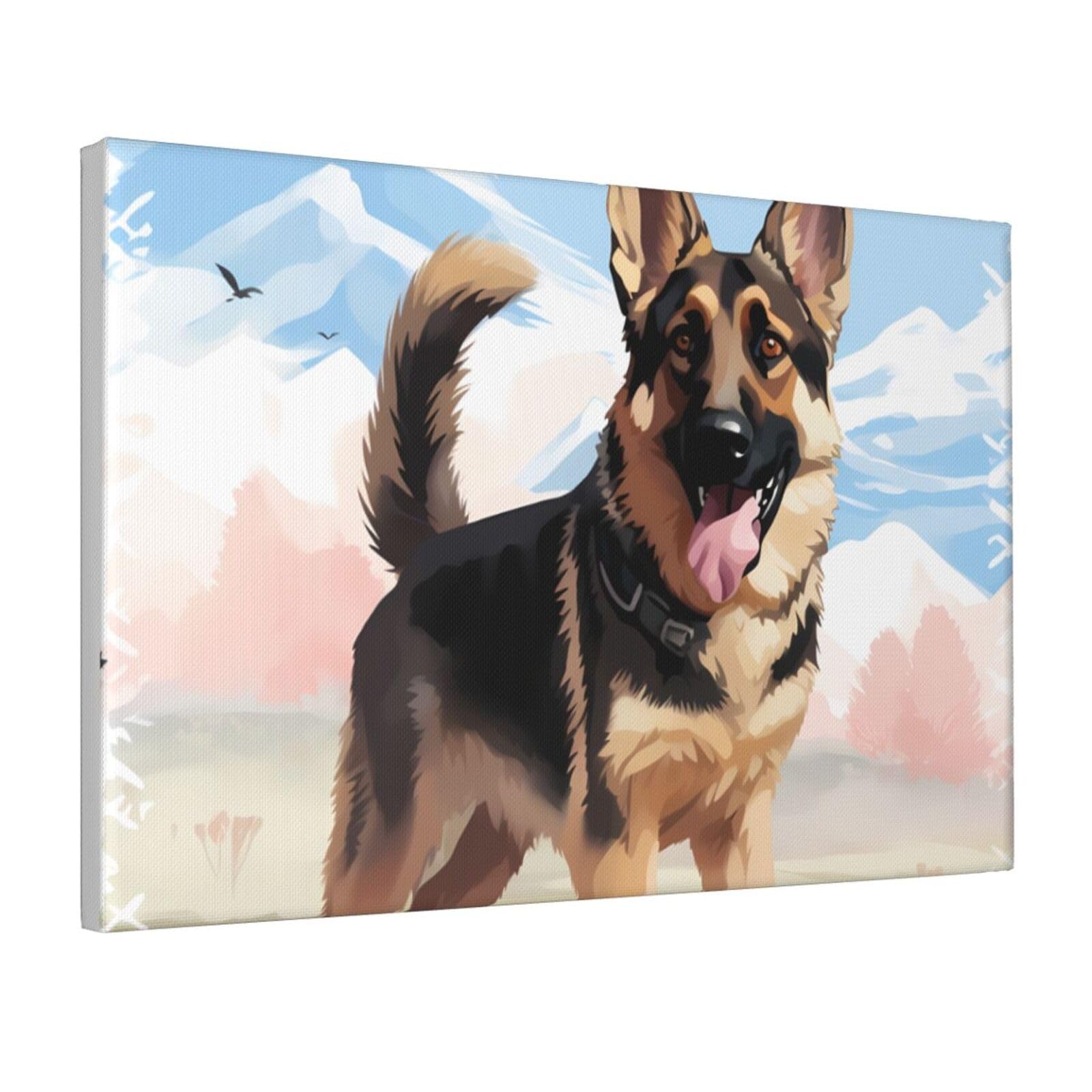 Framed Wall Art for Living Room Art Work, German Shepherd Dog Lovers Picture Prints Modern Office Wall Paintings Poster Aesthetic Wall Decorations for Home Decor Ready To Hang 8"x12"