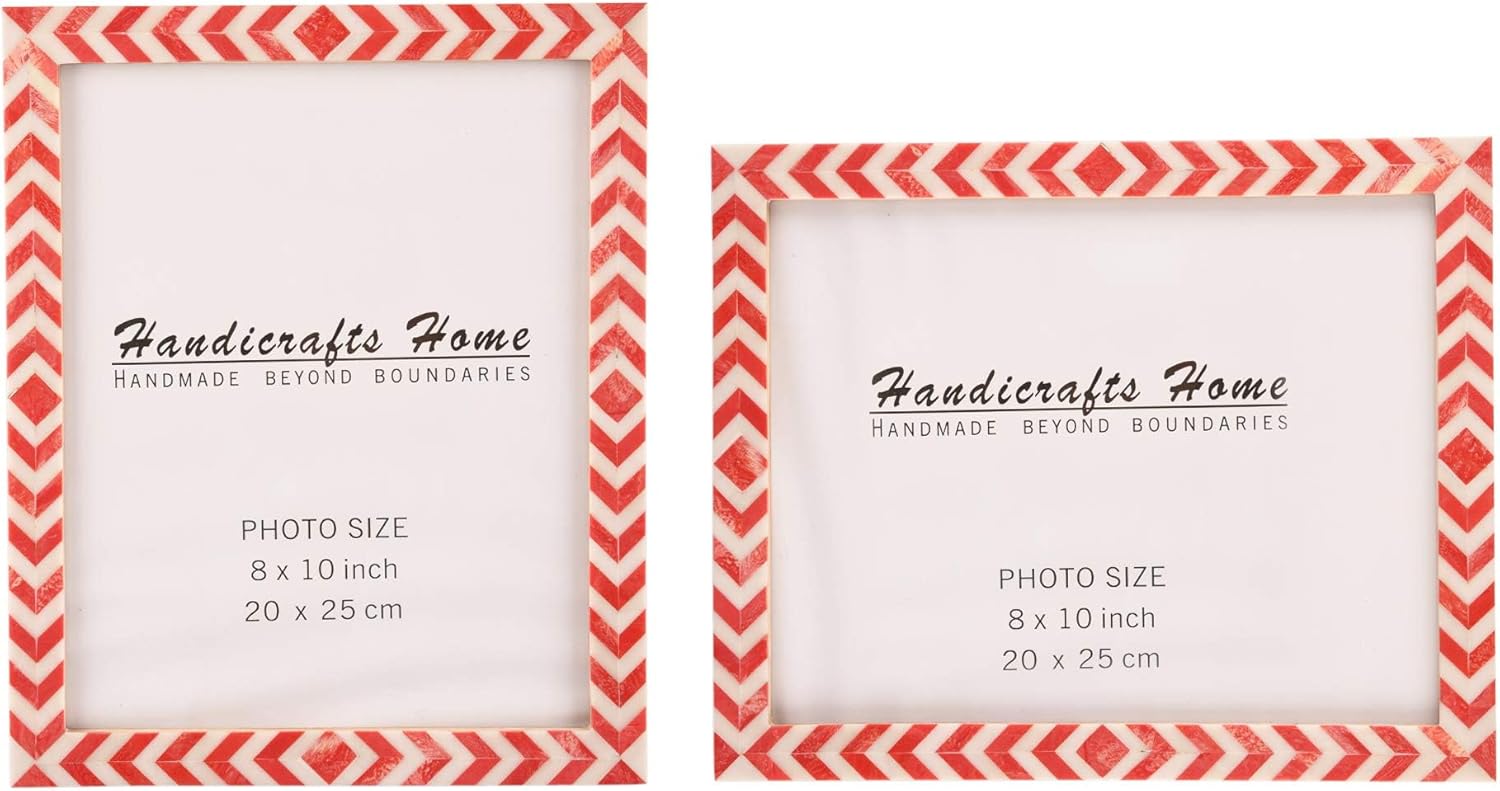 Handicrafts Home 8x10 Picture Frame Set of 2, Vintage Photo Frames for Wall or Tabletop Display, Multi Frames Collage for Tabletop for Family Decor, Gallery Wall Frame- Resin Inlay, Lisbon Piri Piri