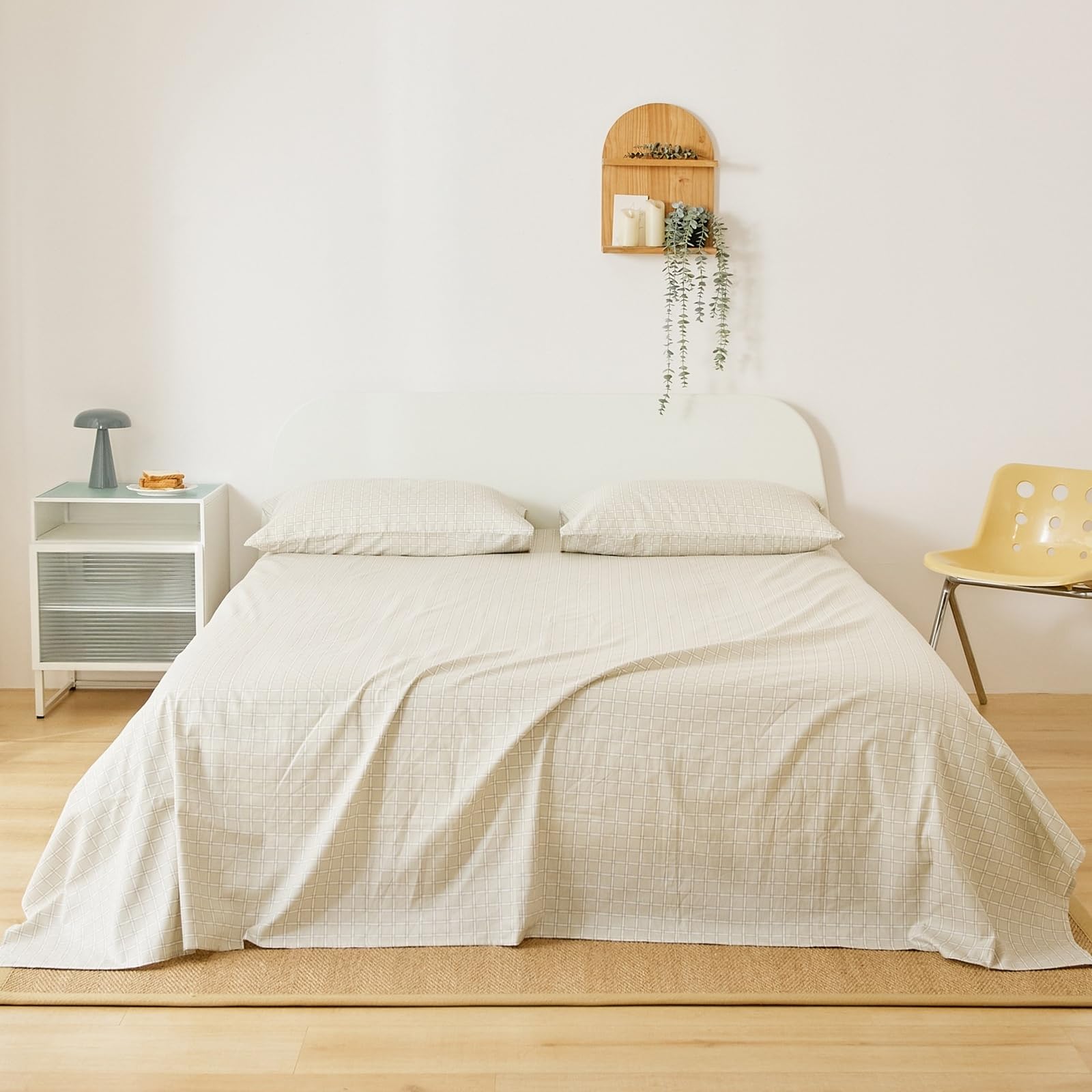 Bettlaken 230 x 245cm Betttuch ohne Gummizug Baumwolle Beige
