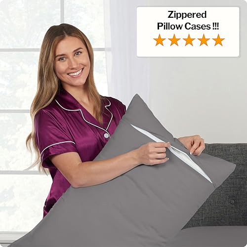 Miniatura 128 de Juego de sábanas de tamaño matrimonial – Juego de sábanas de bolsillo profundo – Juego de 4 piezas con sábana bajera de 21 pulgadas, sábana encimera