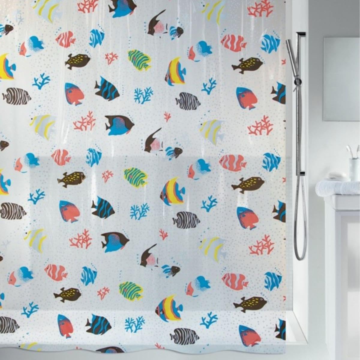 Spirella Fish Multicolor - Cortina para Ducha de Vinilo (180 cm x 200 cm)