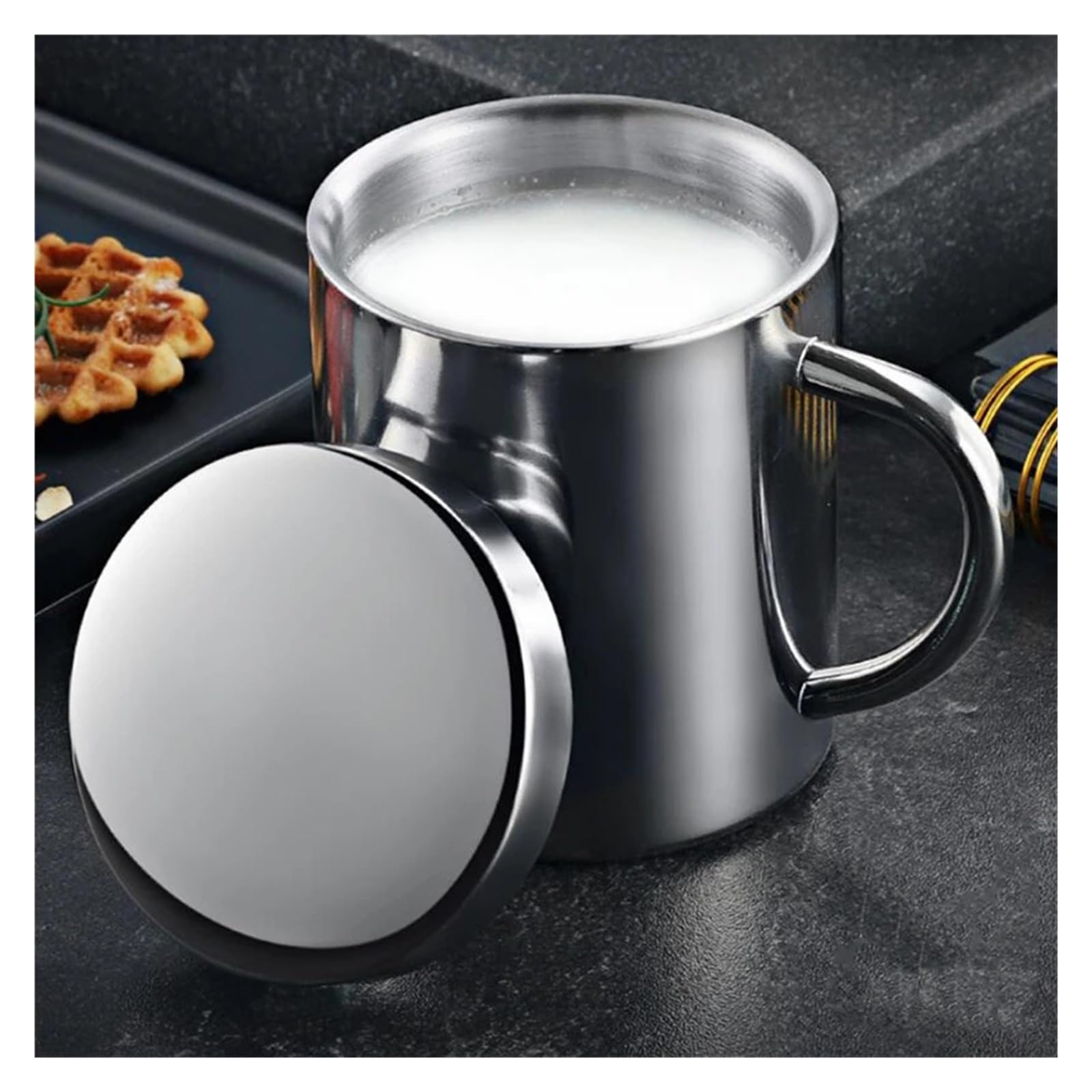 Taza de café antiescaldado doble pared, taza bebida portátil aislada acero inoxidable, pulido, cerveza, té, jugo para Casa y Oficina(S)
