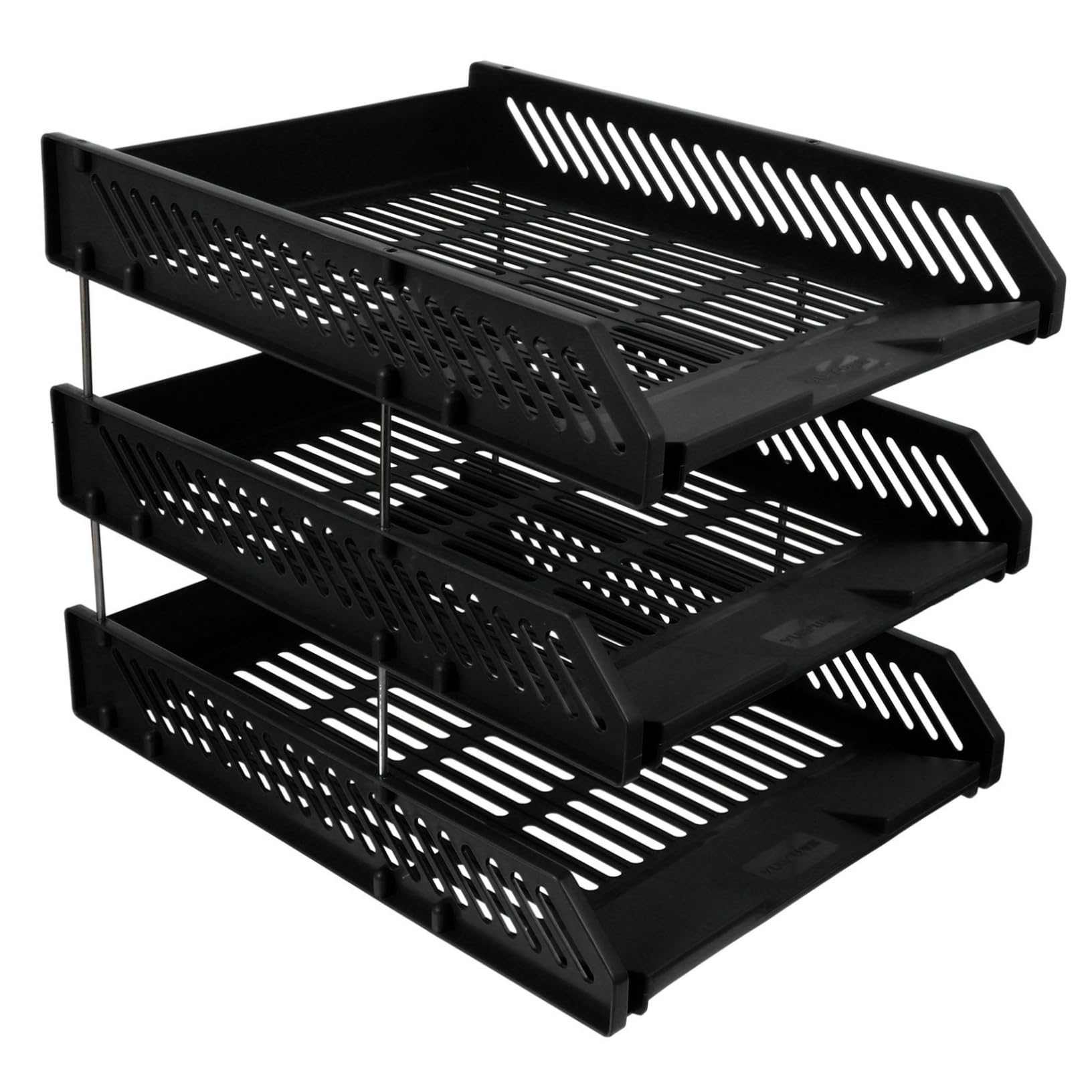 Housoutil 3-tier File Shelf Sturdy Paper Storage Shelves Letter Folder Tray Pp Material Great for Bills Magazines Documents Folders Books Desktop Organizer