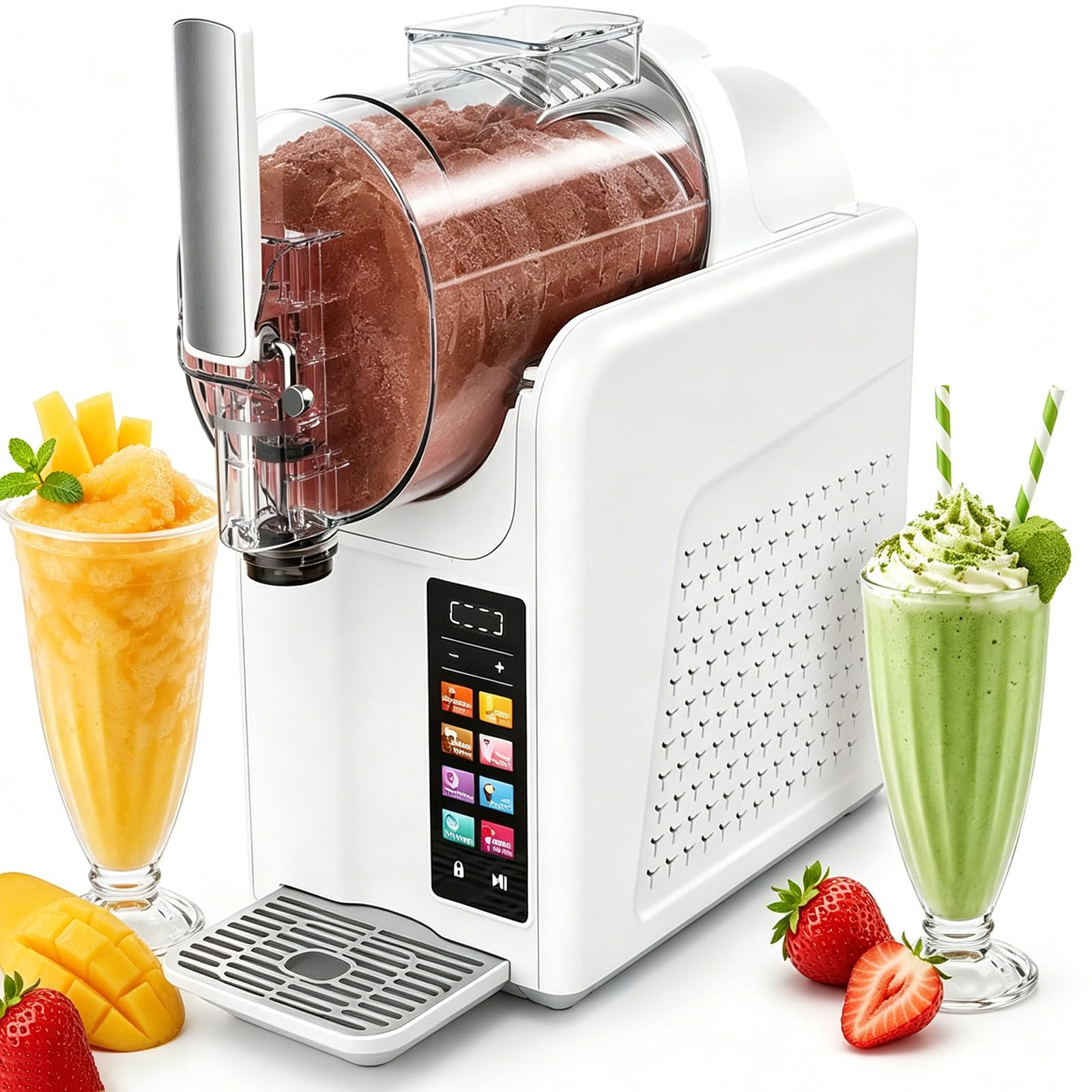 TozMvi Slushie Machine for Home,Soft Serve Ice Cream Maker, No Ice Needed, 7 Presets, Self-Cleaning, Rapid Freezing, for Slush, Frappes, Smoothies, Margaritas SingleBowl-White