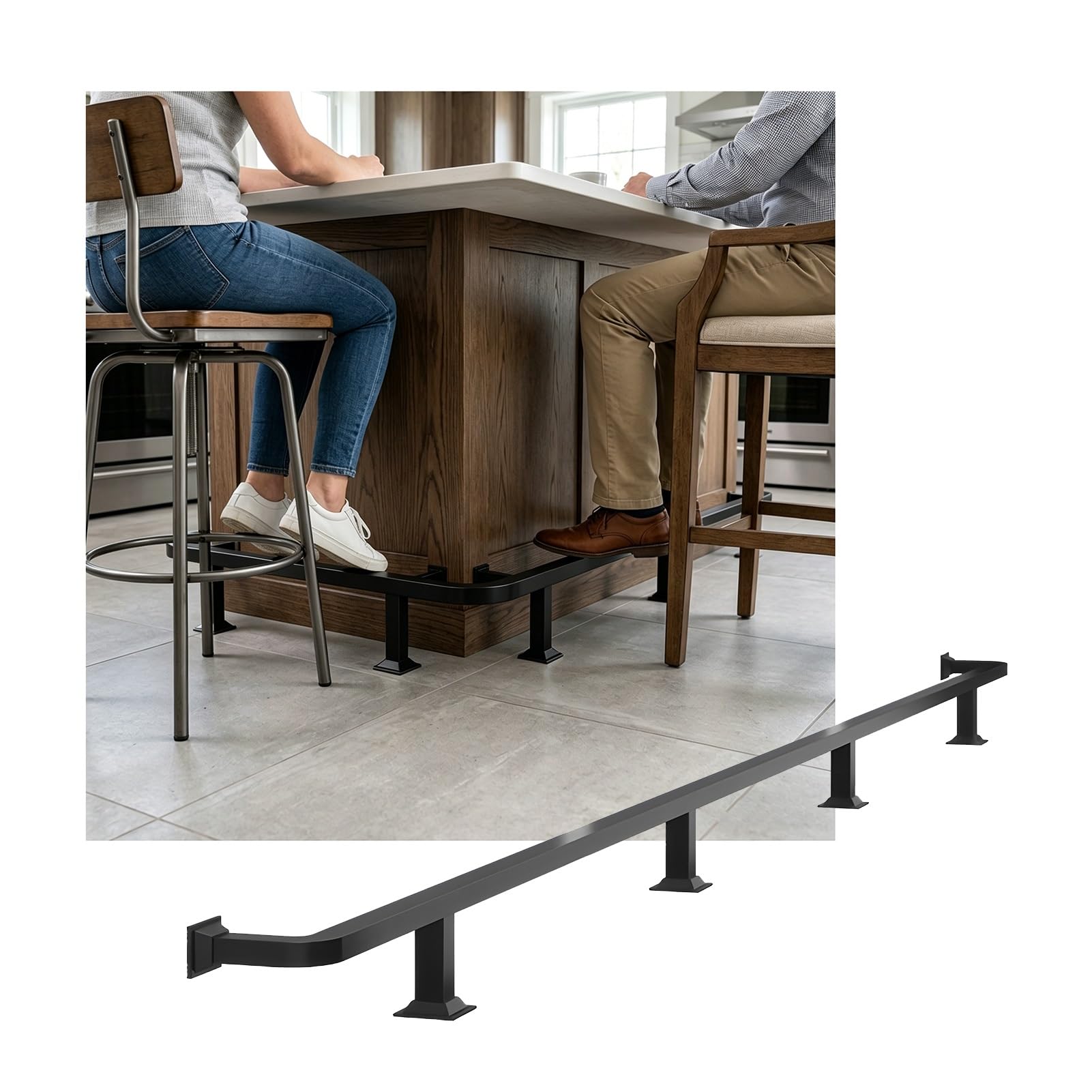 Barres de pieds en acier inoxydable pour comptoir extérieur et terrasse de café