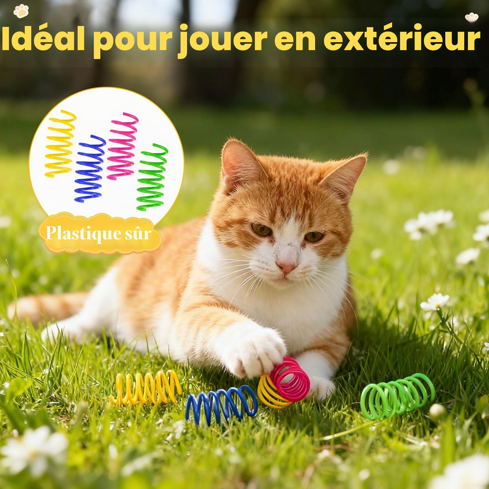 80 Pièces Ressort Chat Jouet avec Plumes en Spirale, Jouet Sautant pour Chats