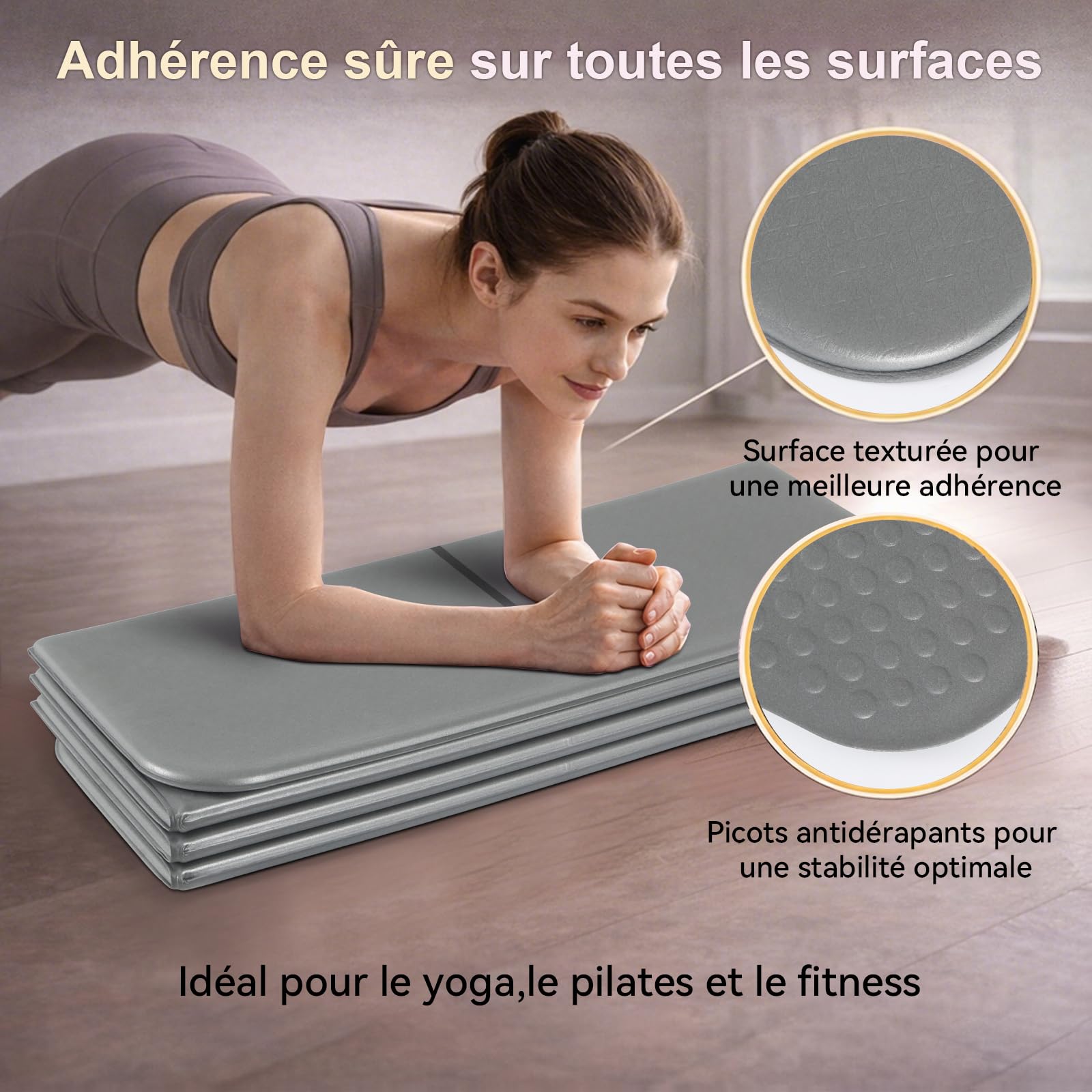 FunLife Tapis de Yoga Pliable XXL 190 × 66 cm – Épaisseur 10 mm, Tapis de Fitness et de Gym Antidérapant pour Yoga, Pilates, Entraînement à Domicile et Extérieur