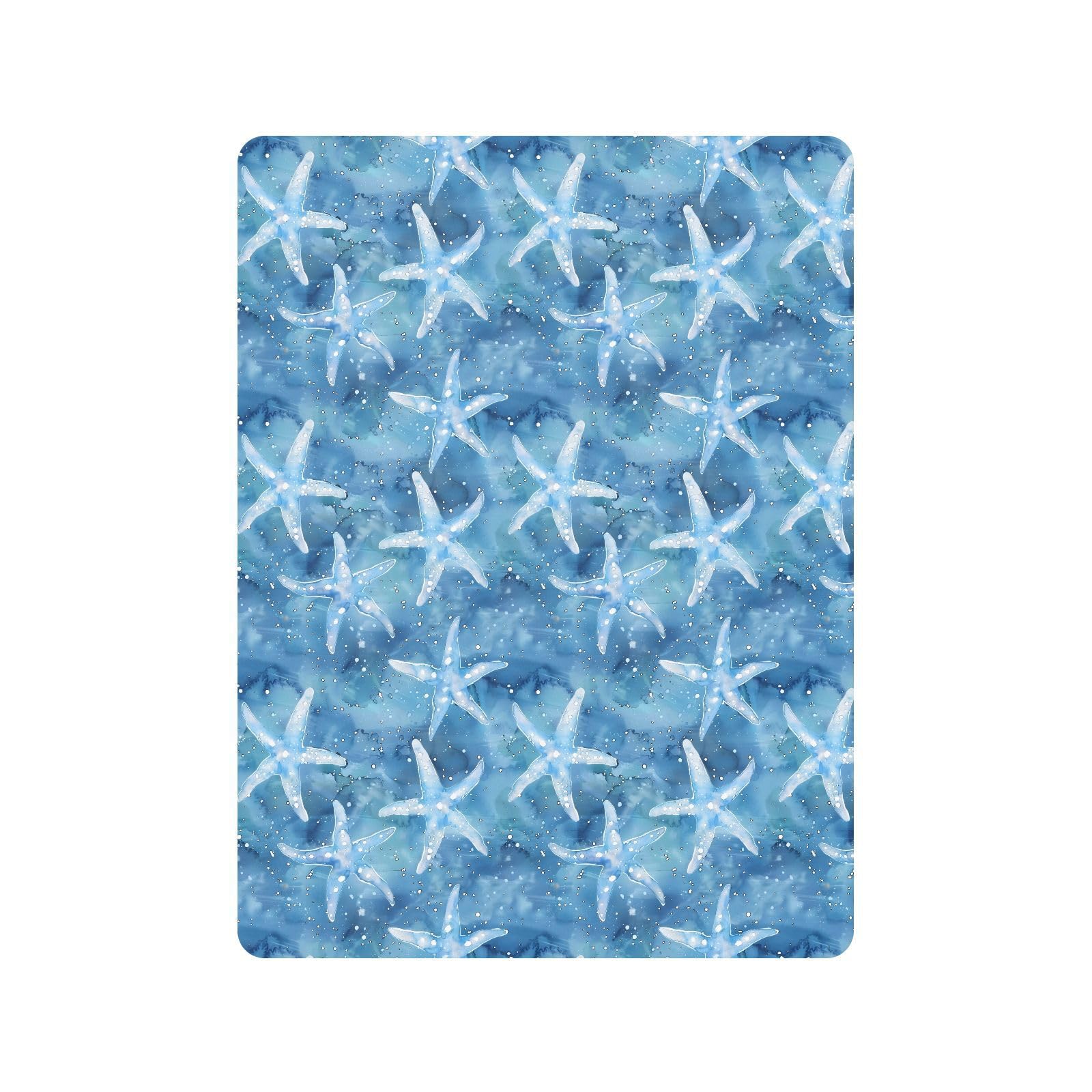 Drap-housse pour berceau de bébé motif étoile de mer sur fond bleu aquarelle 71,1 x 132,1 cm