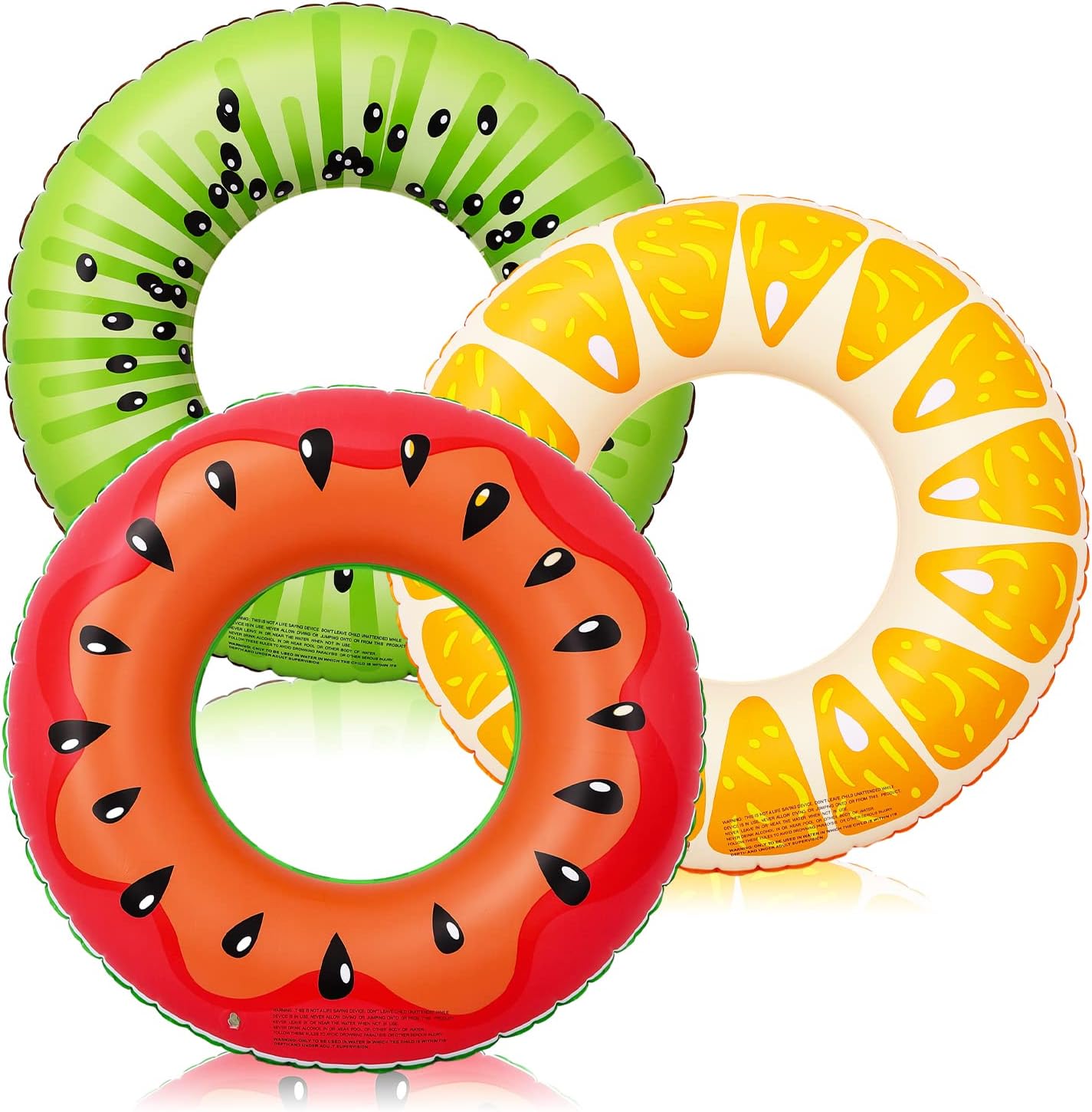 3 Pack Fruit Swimming Rings for Adult, Pool Floats, Funny Inflatable