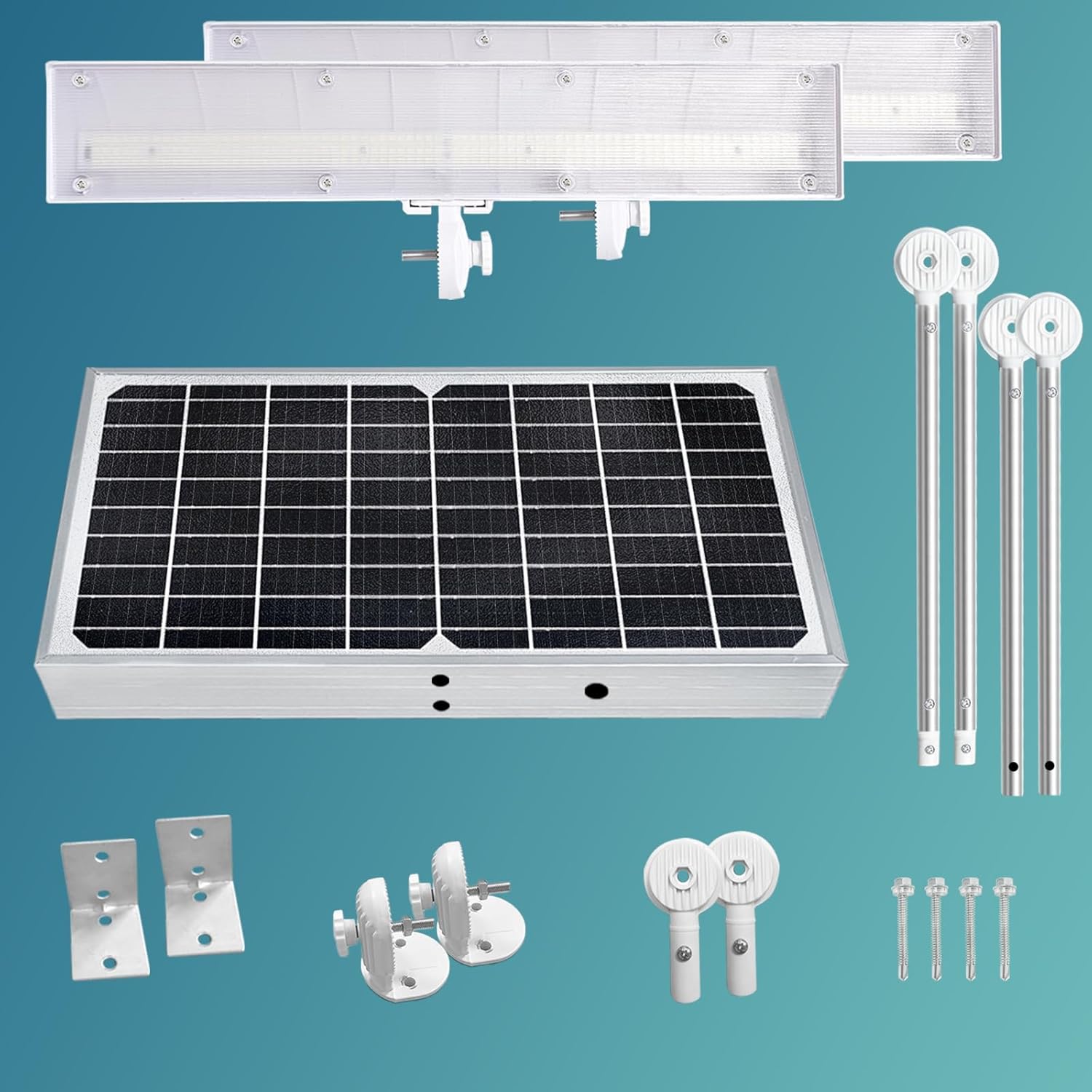 Solar Sign Lights Outdoor Wireless Billboard Light 420 Pcs LED Dual Sides Illuminating 8000mAh Battery for Wall Real Estate Post Signs Business Address Yard Bus Stop Advertising Lighting (White)