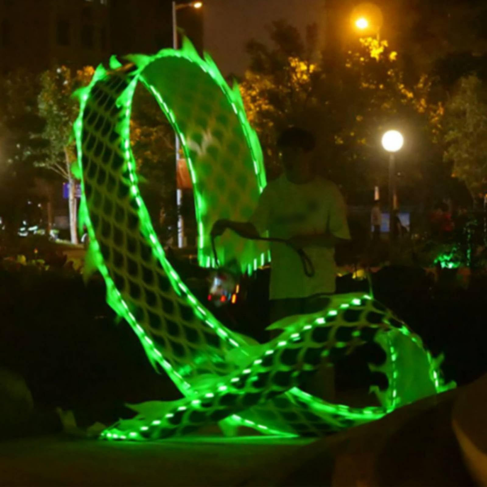 LED Dragon Poi, Drachenband mit Kopf, Wu Long für Outdoor Park | Flinging Wu Long Streamer, 3D-Drachenband-Streamer mit Lichtern für Erwachsene, Senioren, Aufführung, Fitness